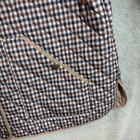 LANDS END Women Quilted Jacket 1X 16W-18W Corduroy Collar Equestrian + Gloves - Picture 6 of 14